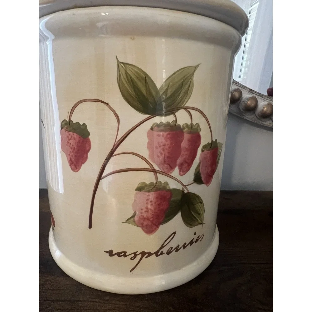 Pier 1 Provence Hand‎ Painted Fruit Canister French Country Farmhouse Kitchen